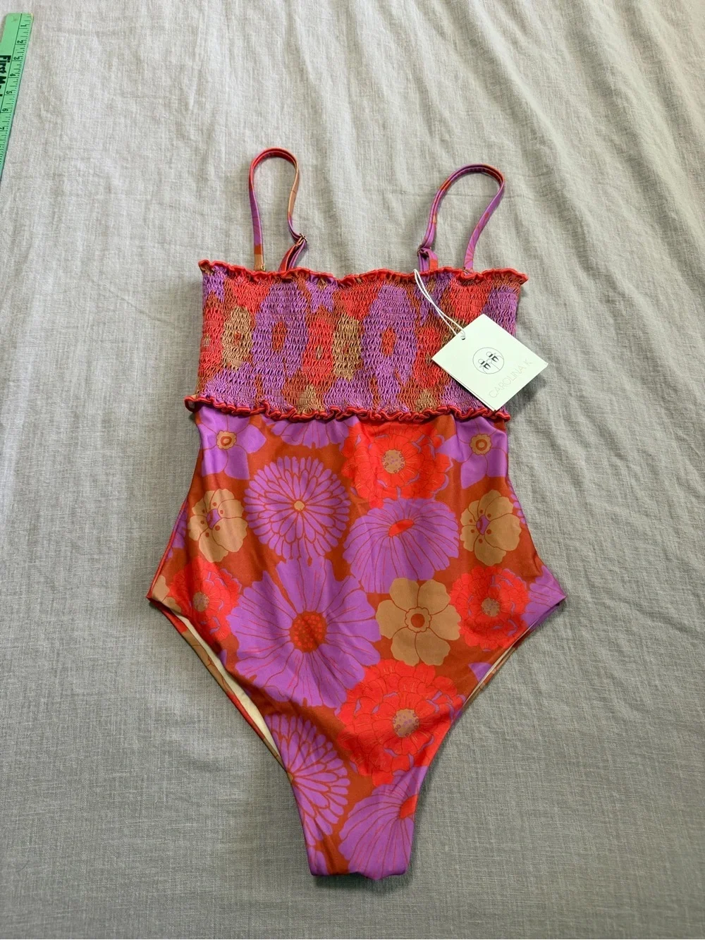 NWT Carolina K Anthropologie Smock Bold Floral One-Piece Size XS Euro Vacation